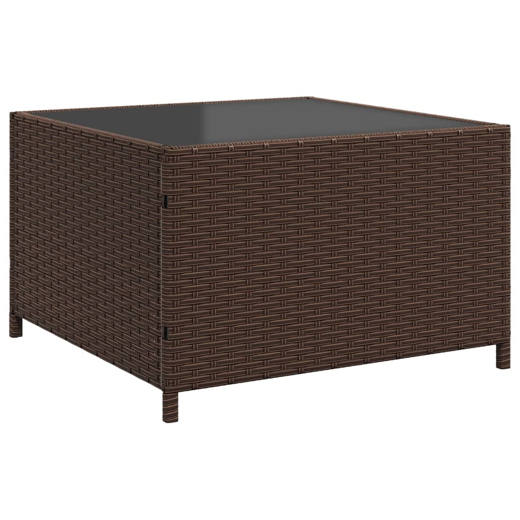 L-shaped garden sofa with table and cushions brown poly rattan