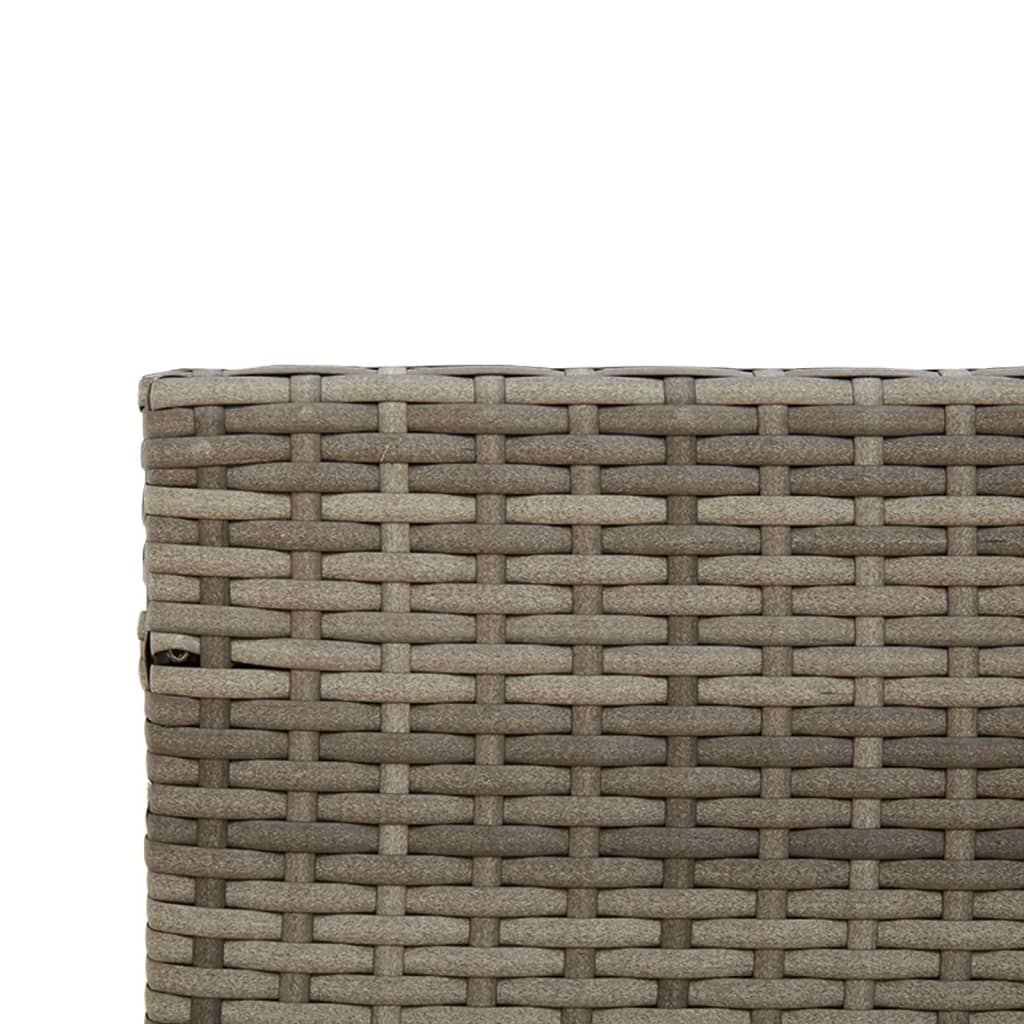L-shaped garden sofa with table and cushions grey poly rattan