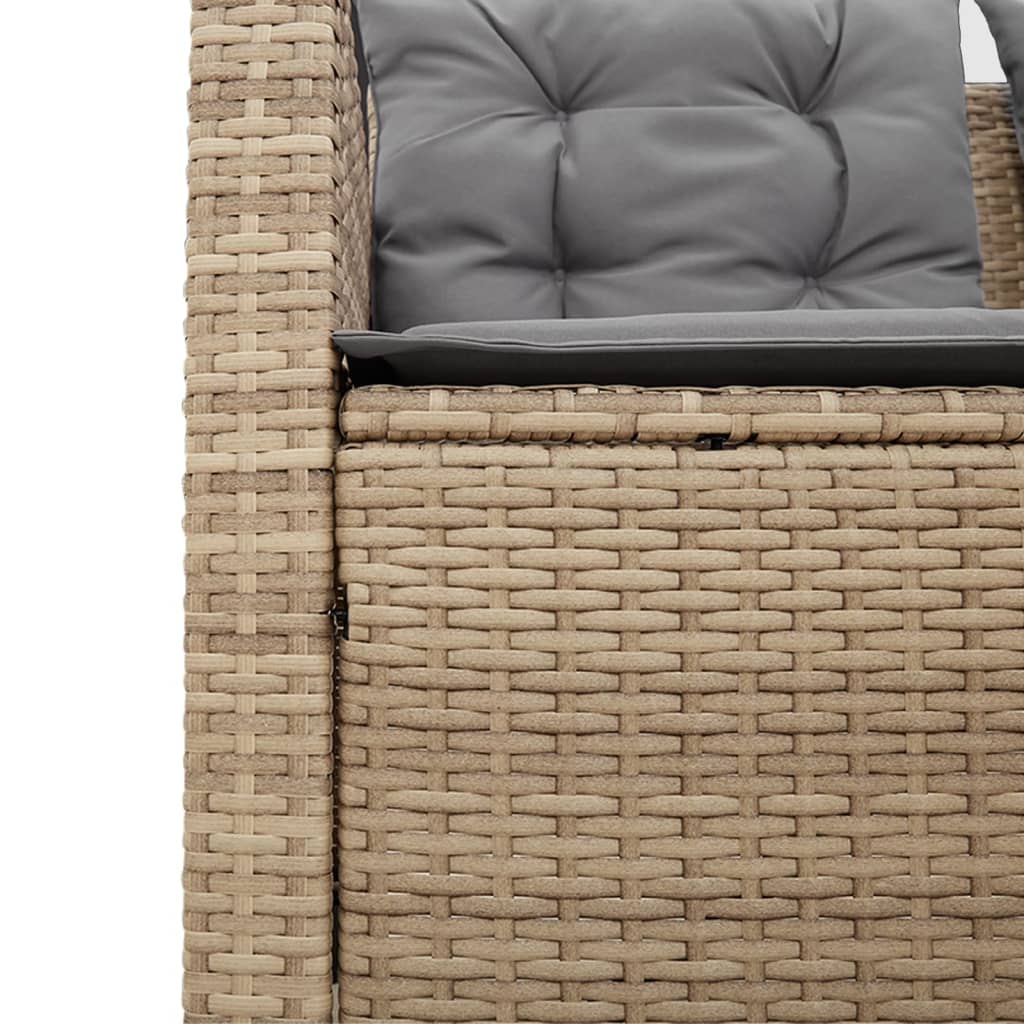 L-shaped garden sofa with table and cushions beige poly rattan