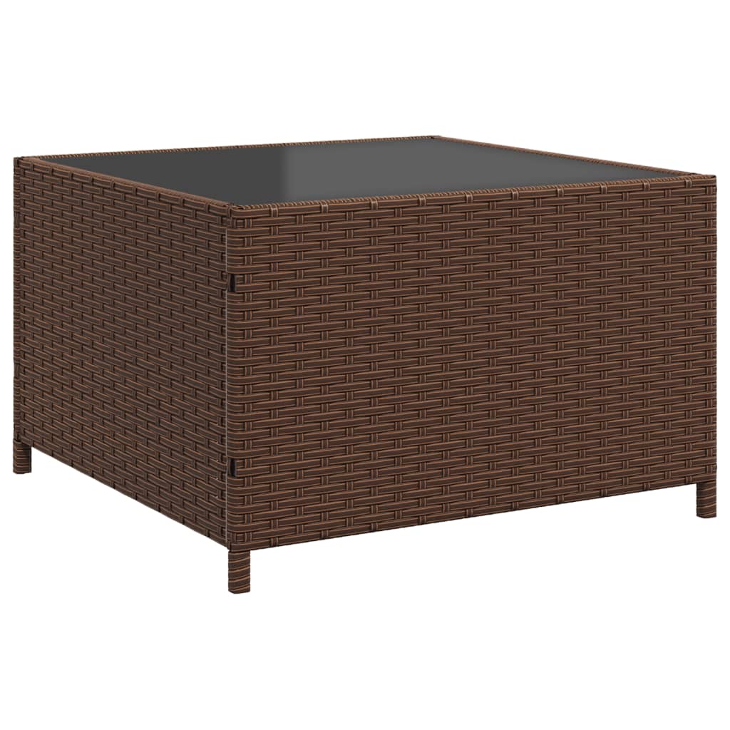 L-shaped garden sofa with table and cushions brown poly rattan
