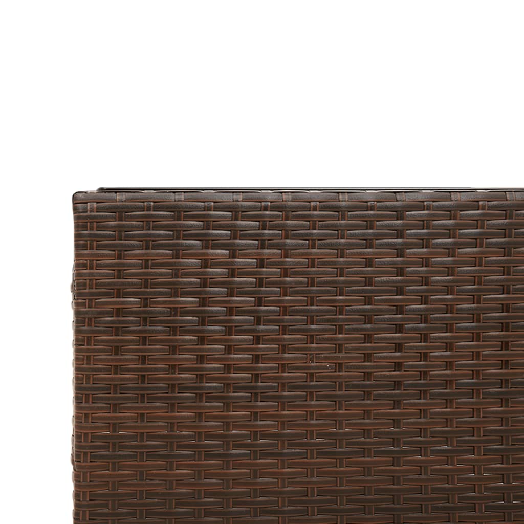 L-shaped garden sofa with table and cushions brown poly rattan