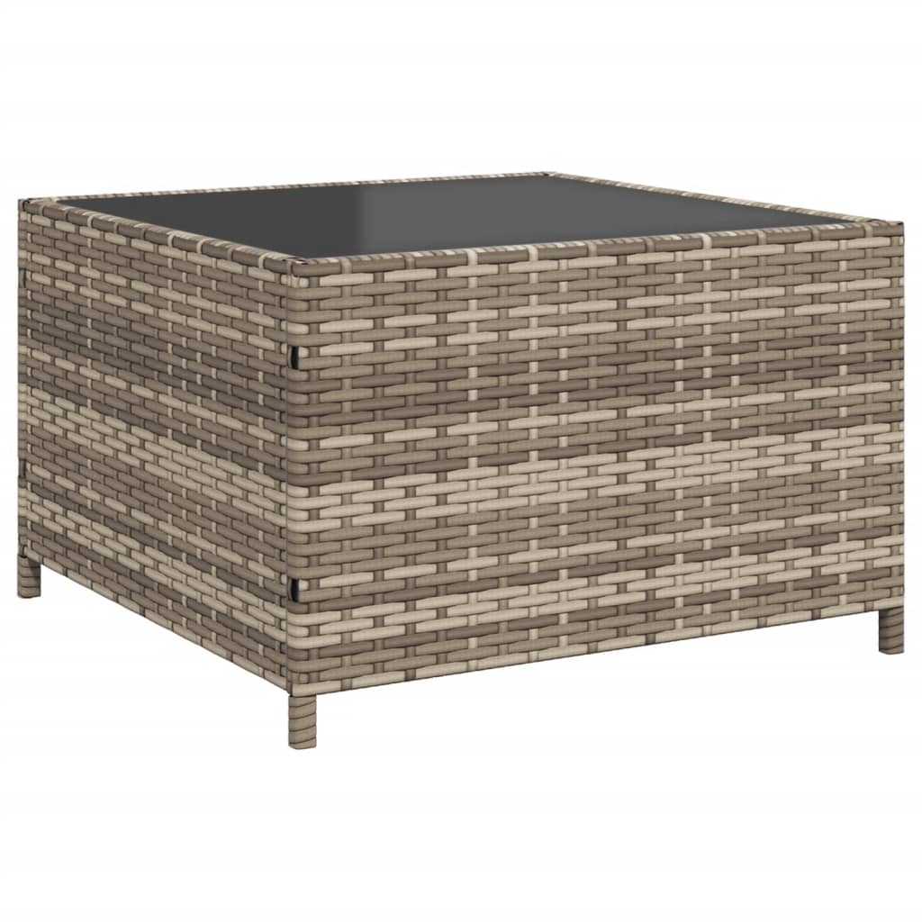 Canapé de jardin en L avec table et coussins en polyrotin gris