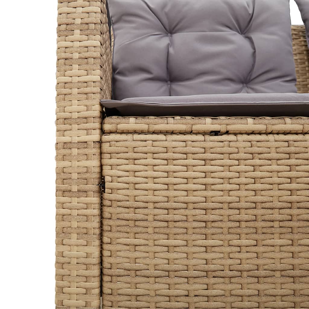 L-shaped garden sofa with table and cushions beige poly rattan