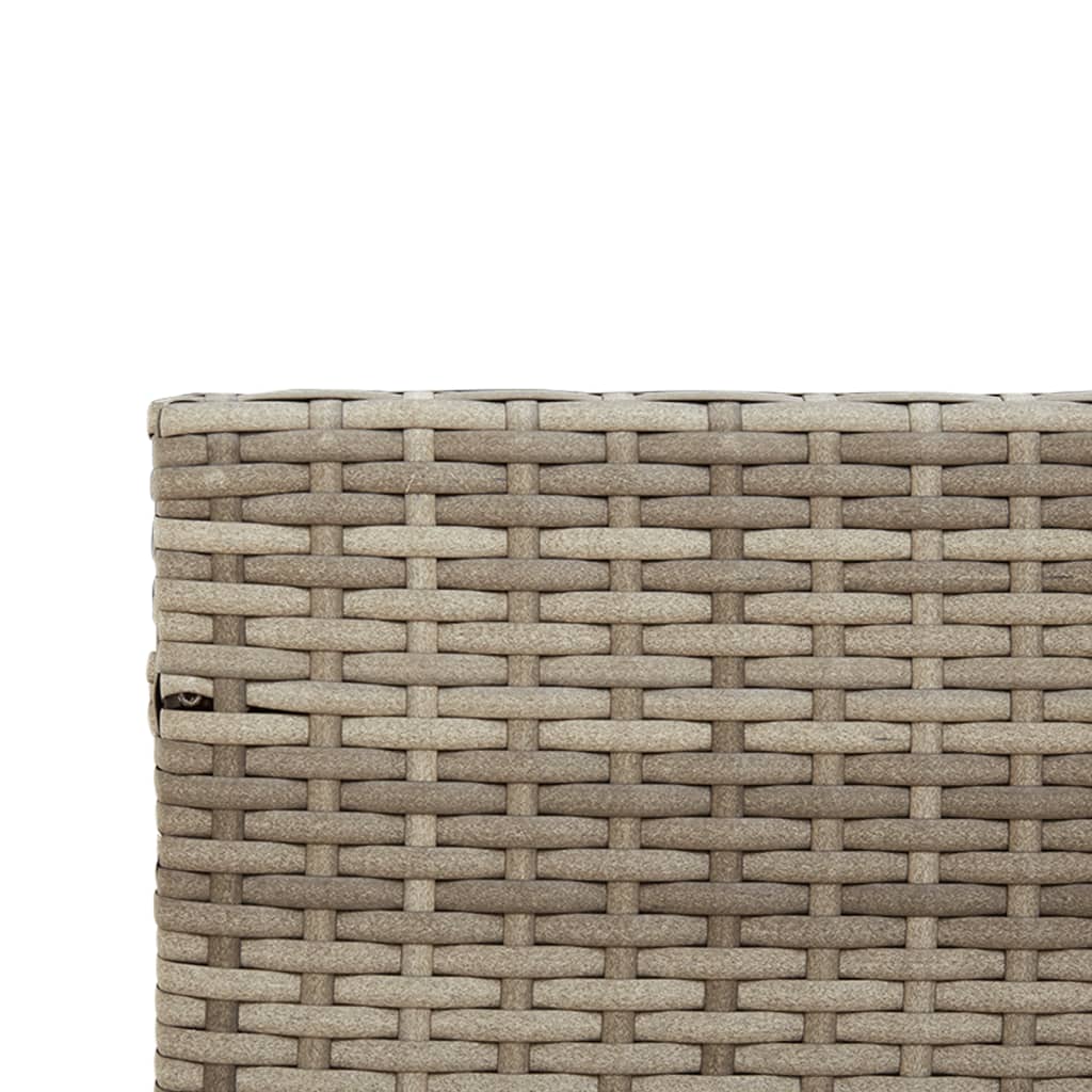 L-shaped garden sofa with table and cushions grey poly rattan