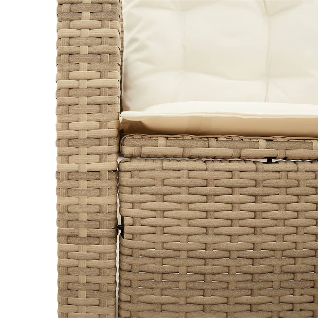 L-shaped garden sofa with table and cushions beige poly rattan