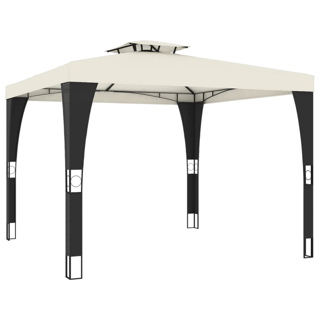 Pavilion with double roof cream 2.98x2.98 m steel