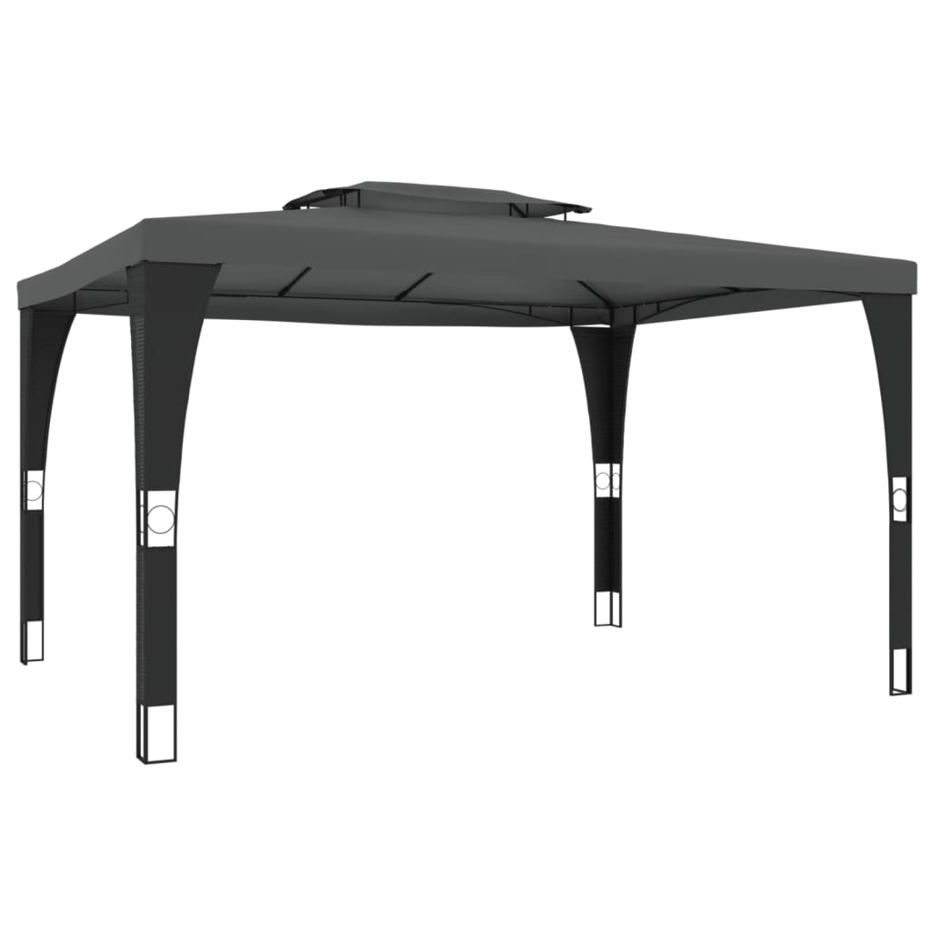 Pavilion with double roof anthracite 3.98x2.98 m steel