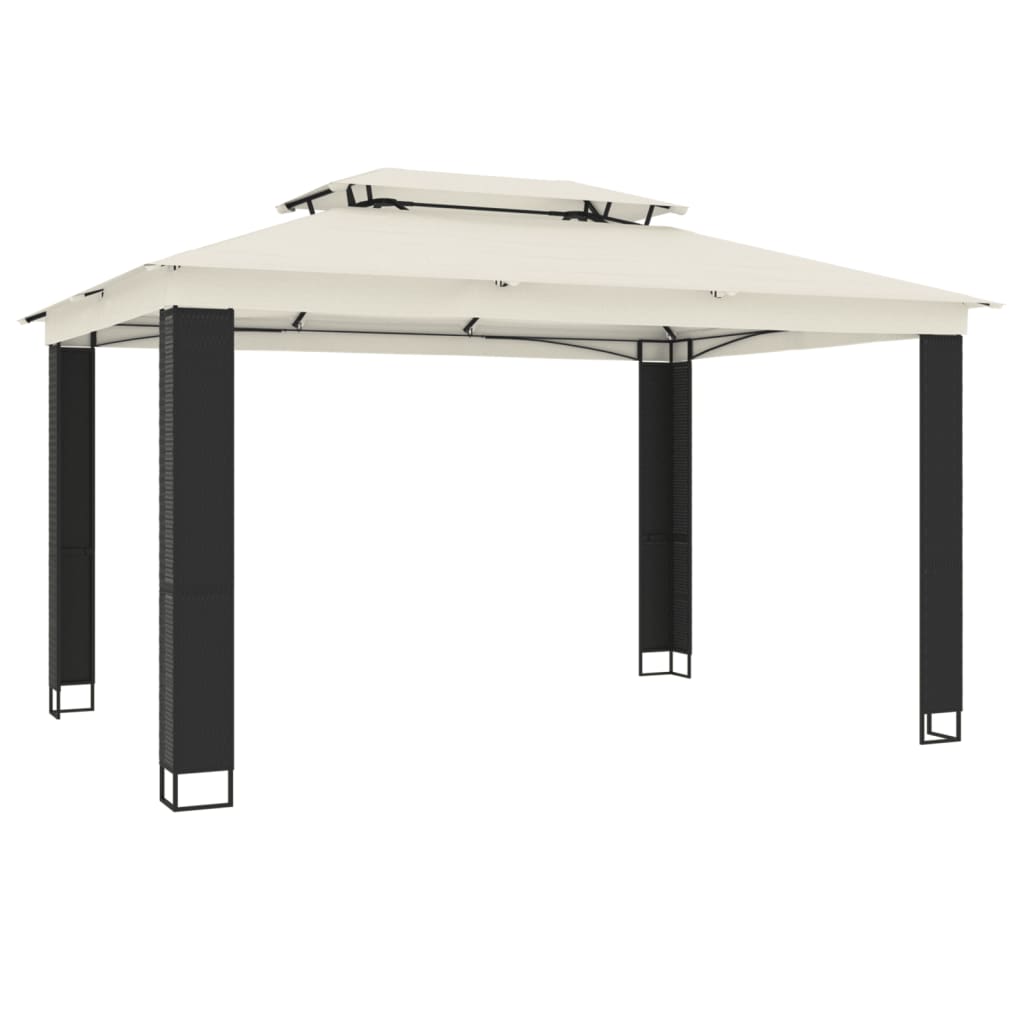 Pavilion with double roof cream 3.94x2.96 m steel