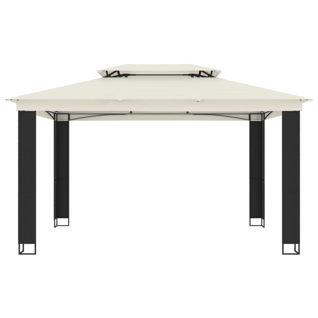 Pavilion with double roof cream 3.94x2.96 m steel