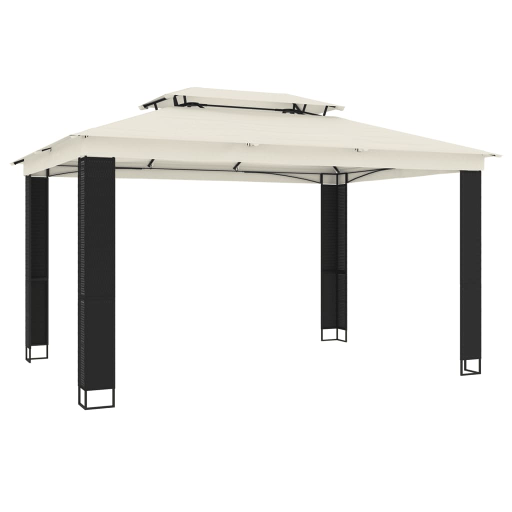 Pavilion with double roof cream 3.94x2.96 m steel