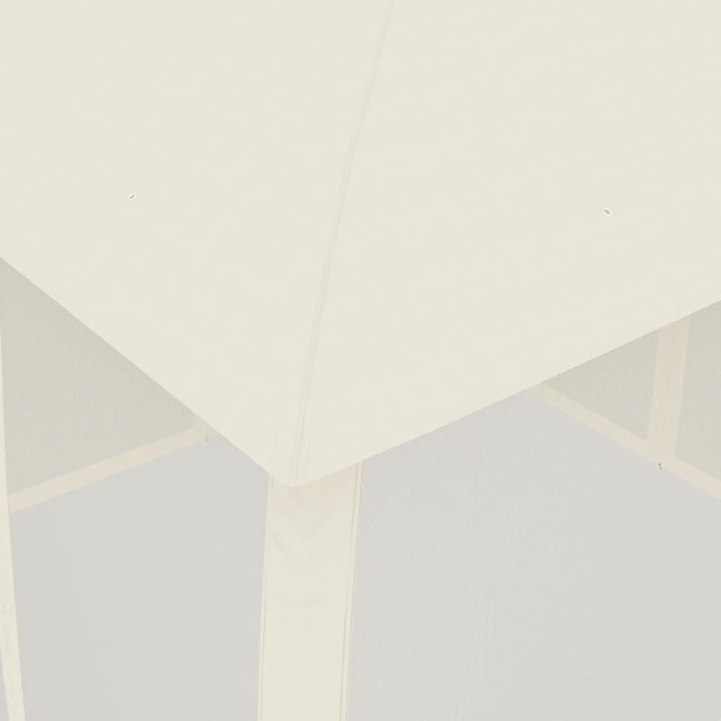 Pavillon avec double toit et murs grillagés crème 2,93x2,93 m en acier