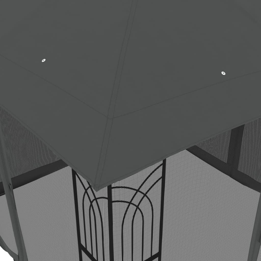 Pavillon à double toiture & murs grillagés anthracite 2,94x2,94m acier