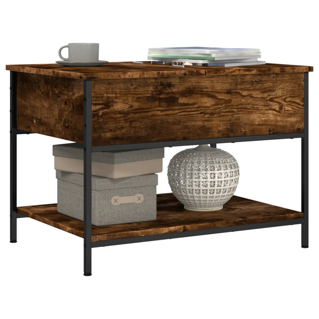 Coffee table smoked oak 70x50x50 cm wood material and metal