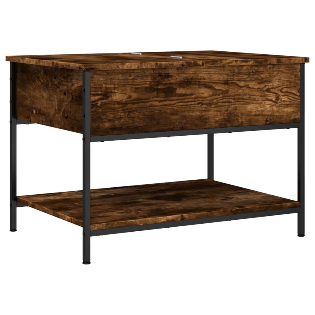 Coffee table smoked oak 70x50x50 cm wood material and metal