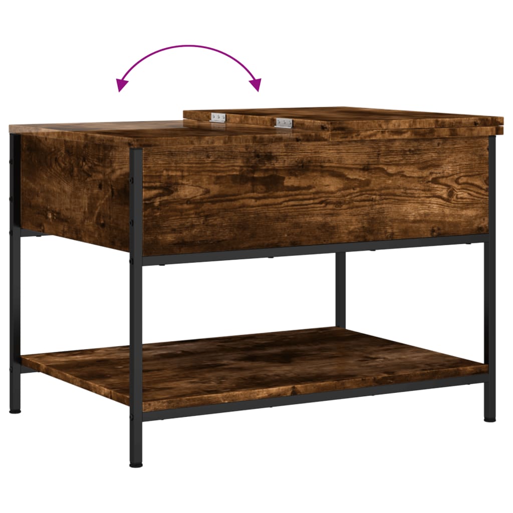 Coffee table smoked oak 70x50x50 cm wood material and metal