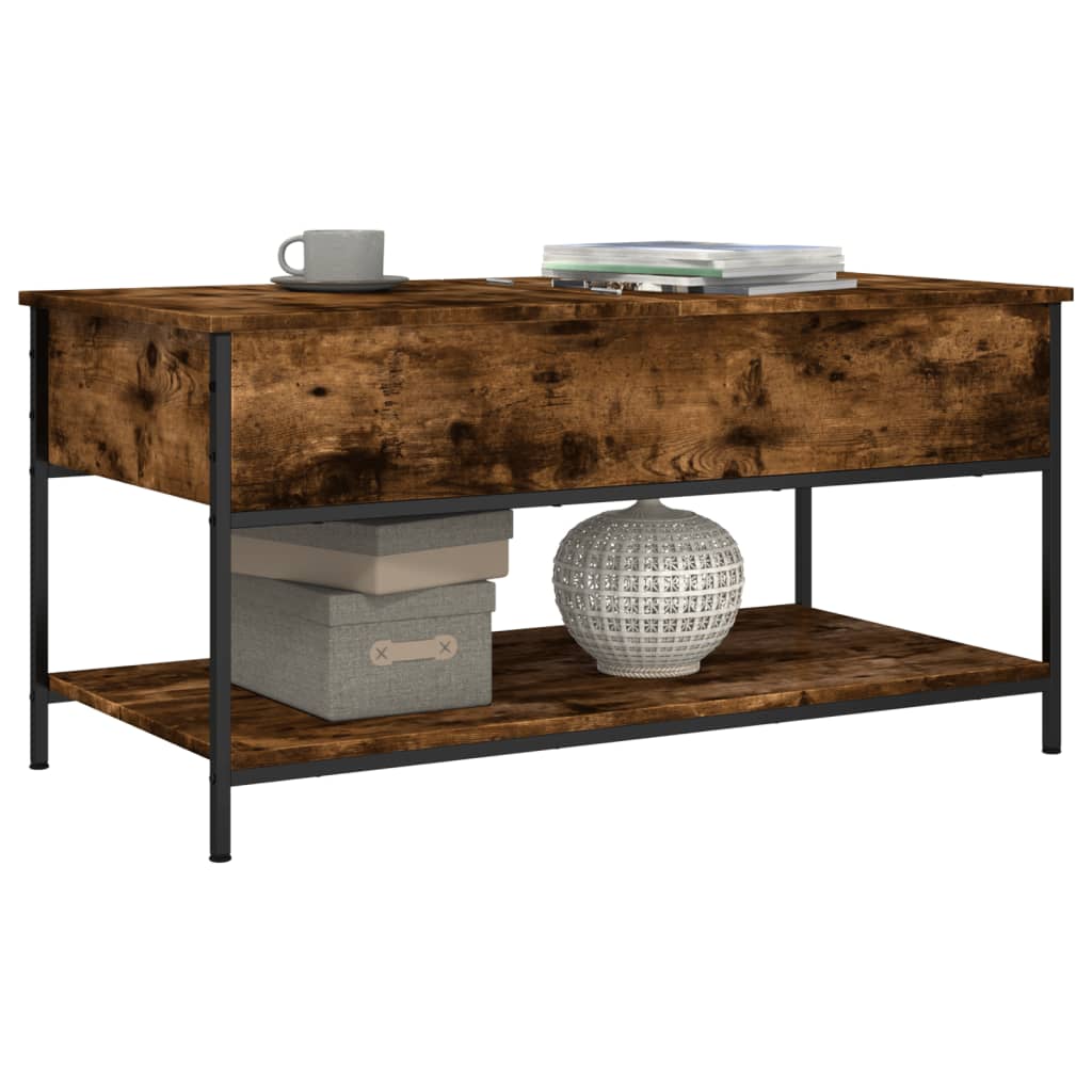 Coffee table smoked oak 100x50x50 cm wood material and metal