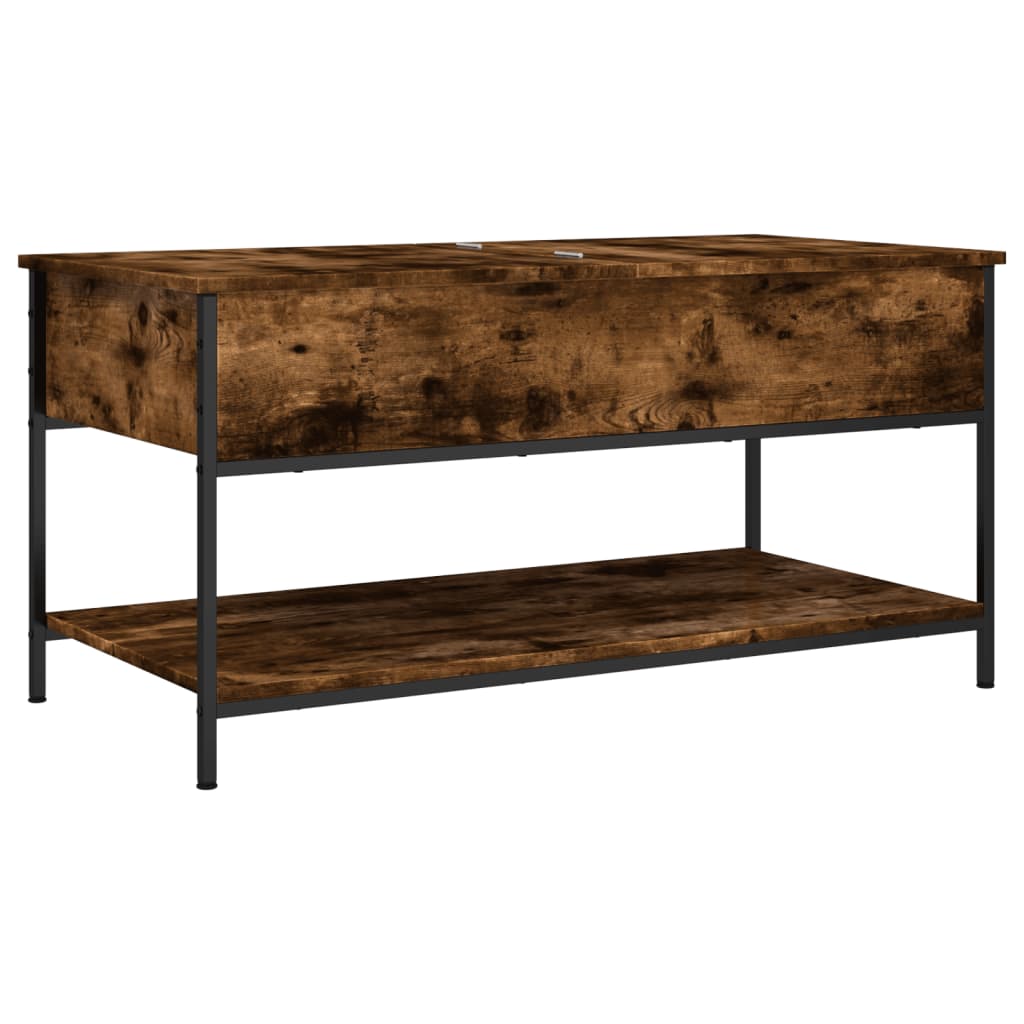 Coffee table smoked oak 100x50x50 cm wood material and metal