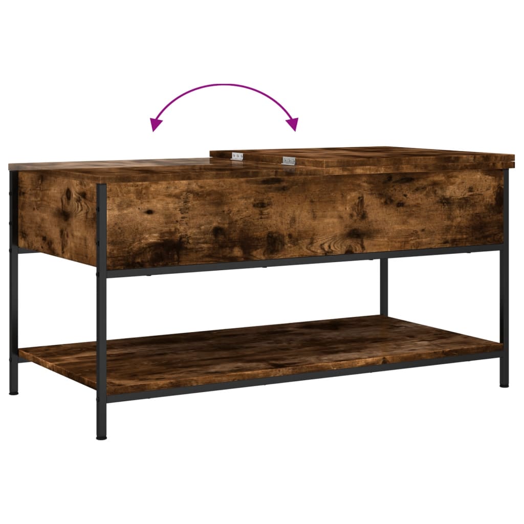 Coffee table smoked oak 100x50x50 cm wood material and metal
