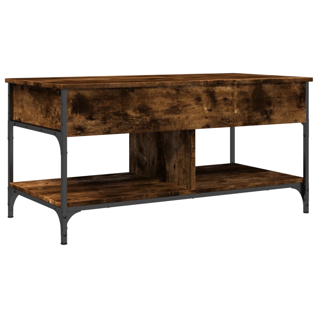 Coffee table smoked oak 100x50x50 cm wood material and metal