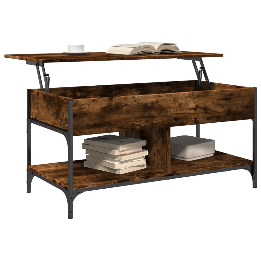 Coffee table smoked oak 100x50x50 cm wood material and metal