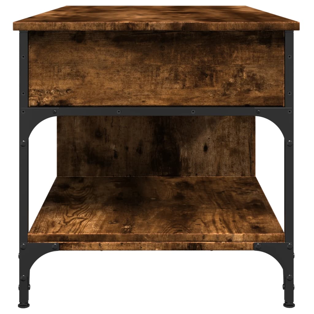 Coffee table smoked oak 100x50x50 cm wood material and metal