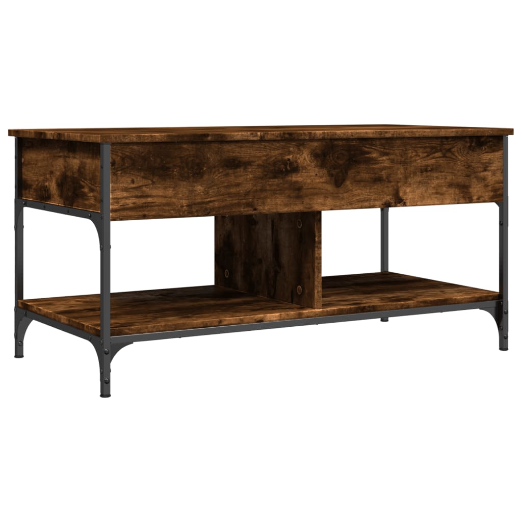 Coffee table smoked oak 100x50x50 cm wood material and metal
