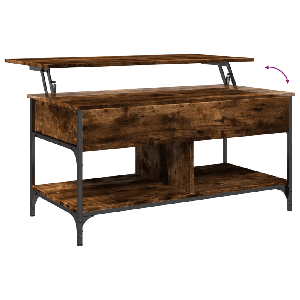 Coffee table smoked oak 100x50x50 cm wood material and metal