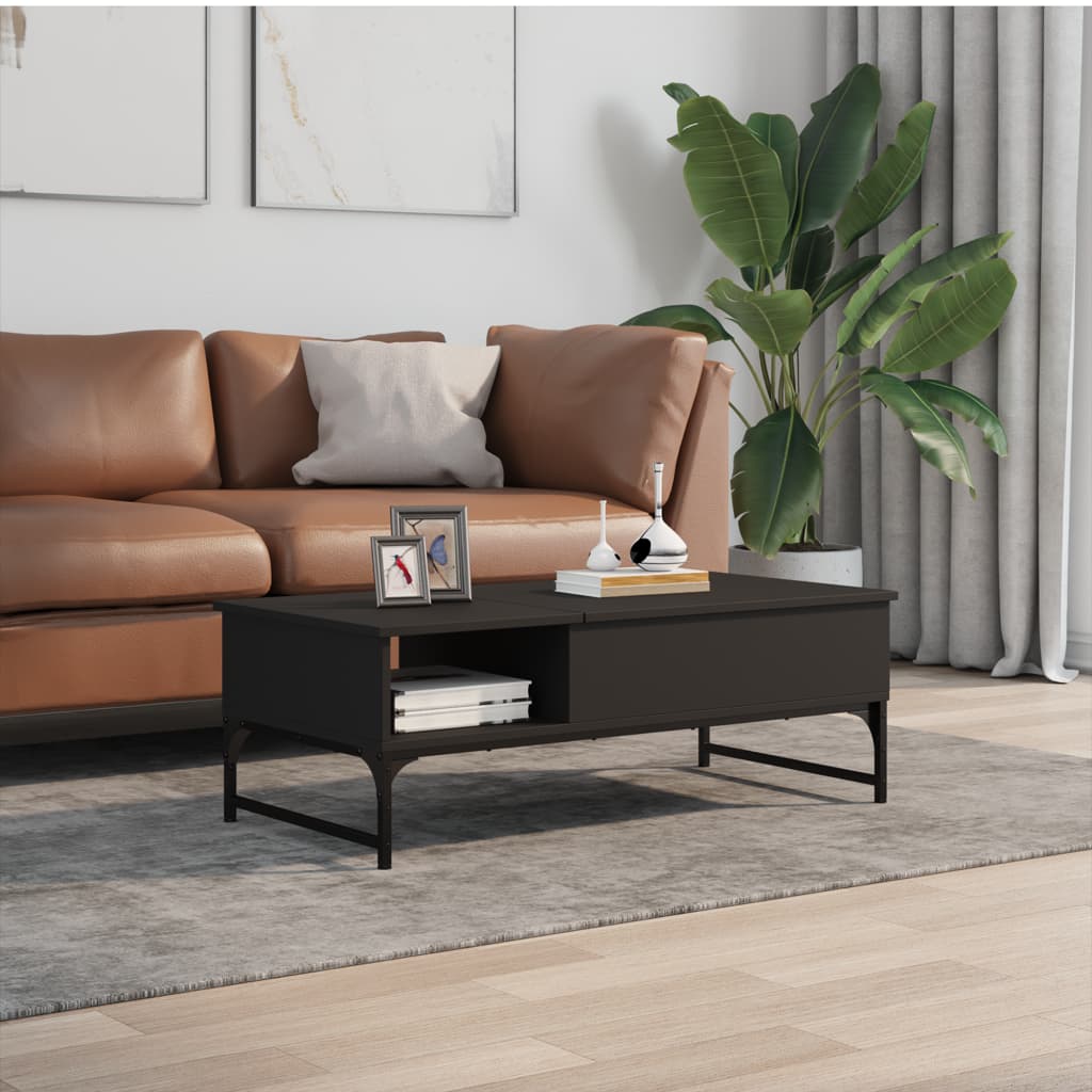 Coffee Table Black 100x50x35 cm Wood Material and Metal
