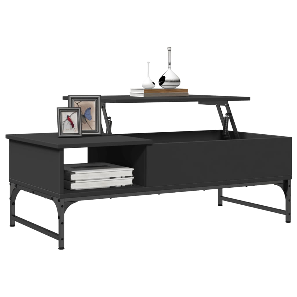 Coffee Table Black 100x50x35 cm Wood Material and Metal