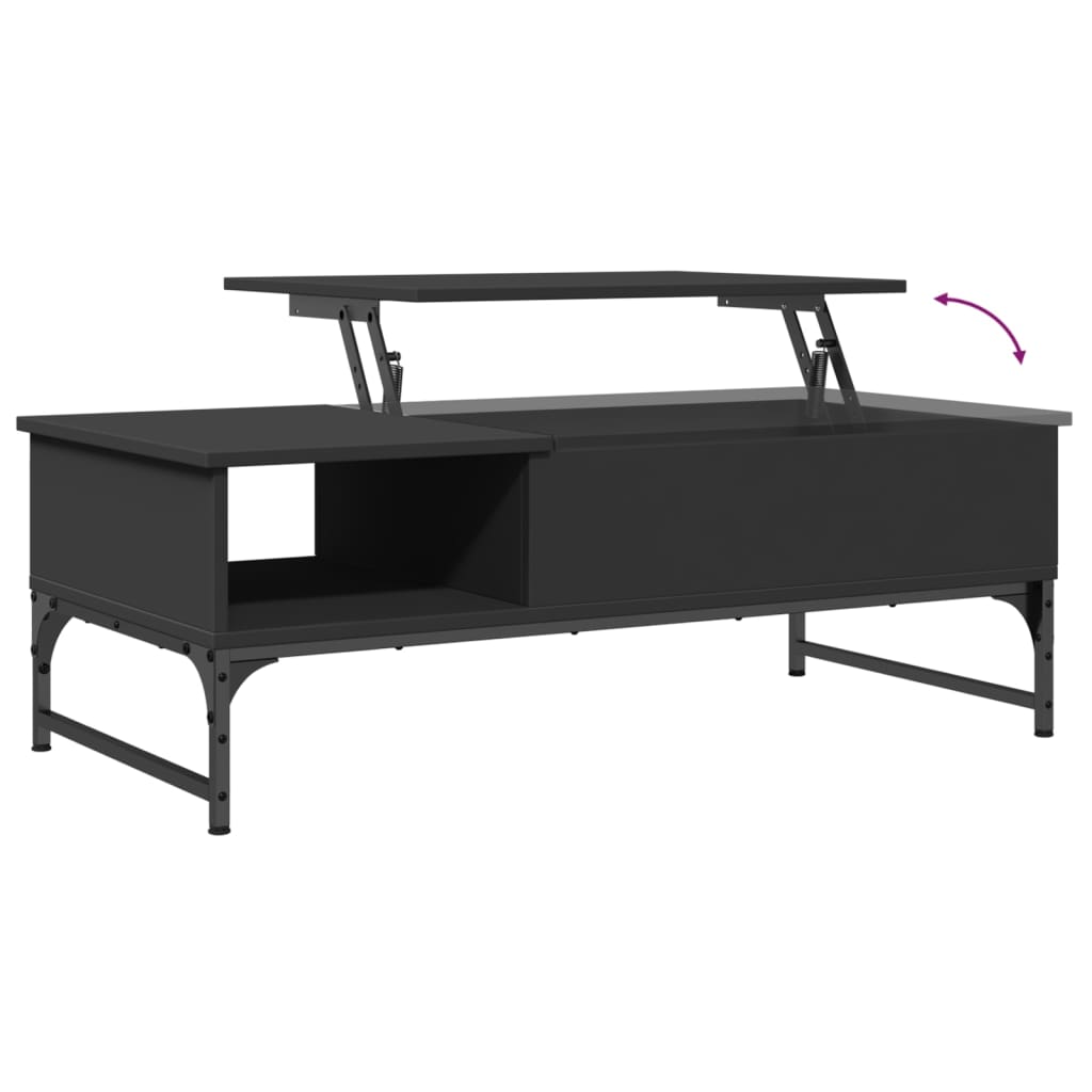 Coffee Table Black 100x50x35 cm Wood Material and Metal