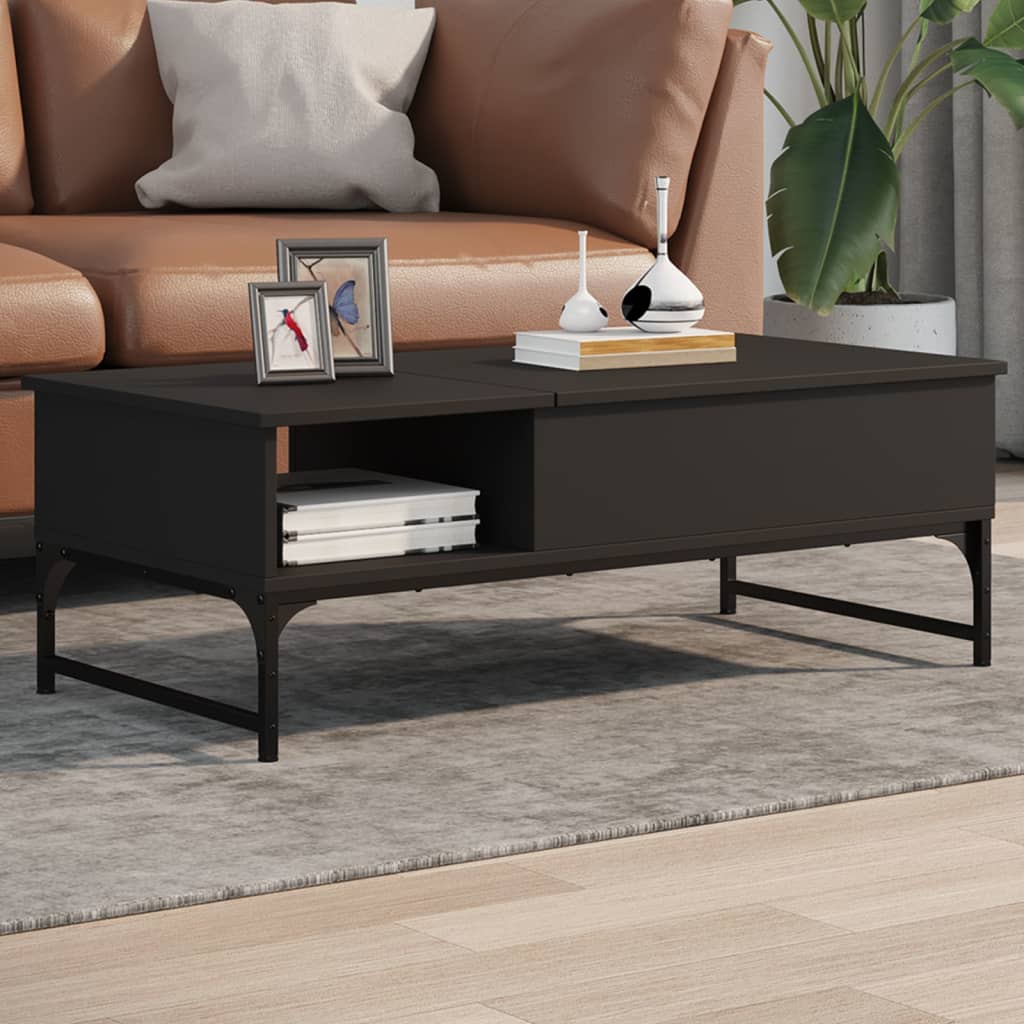 Coffee Table Black 100x50x35 cm Wood Material and Metal