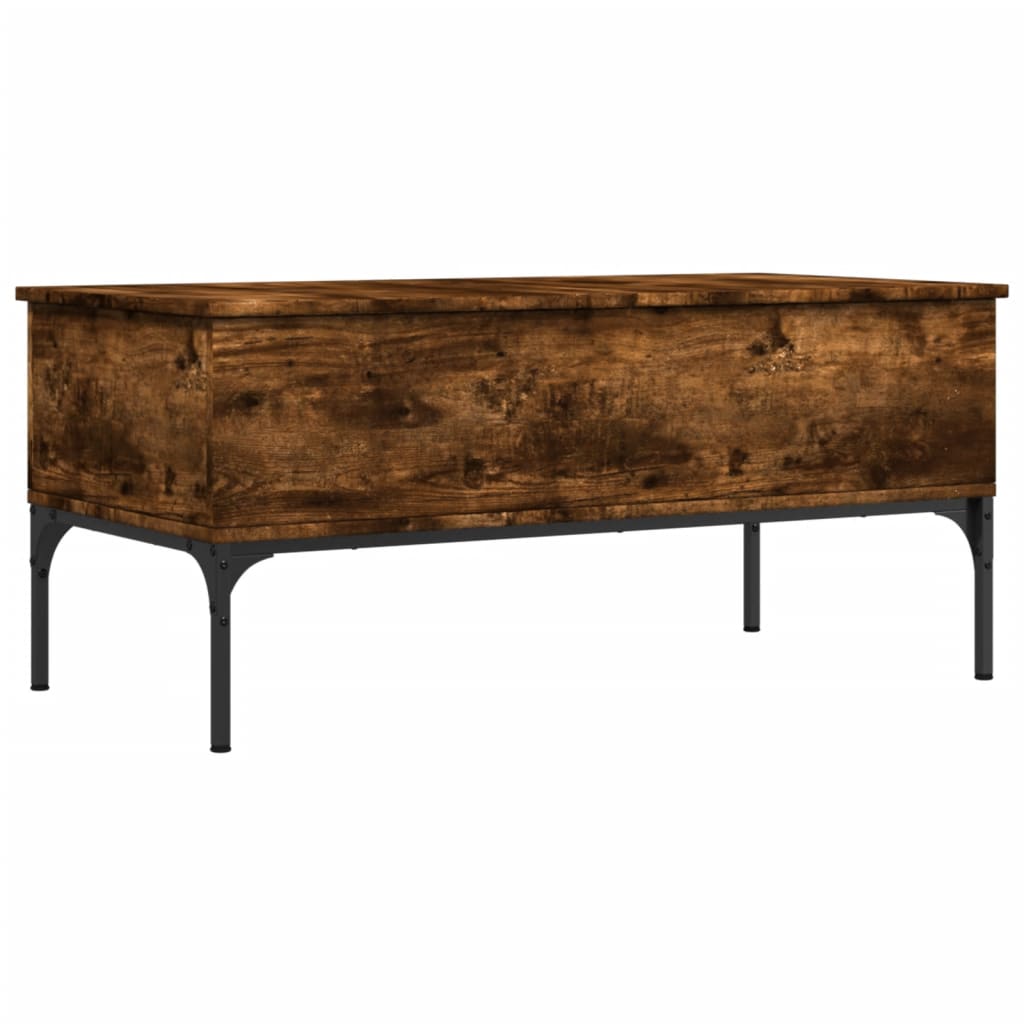 Coffee table smoked oak 100x50x45 cm wood material and metal
