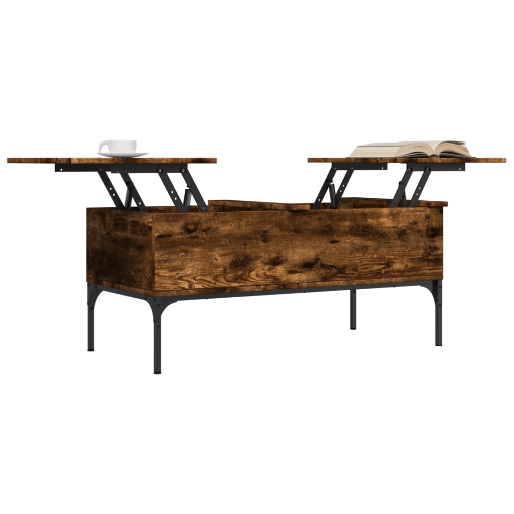 Coffee table smoked oak 100x50x45 cm wood material and metal