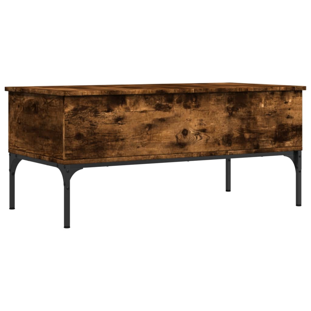 Coffee table smoked oak 100x50x45 cm wood material and metal
