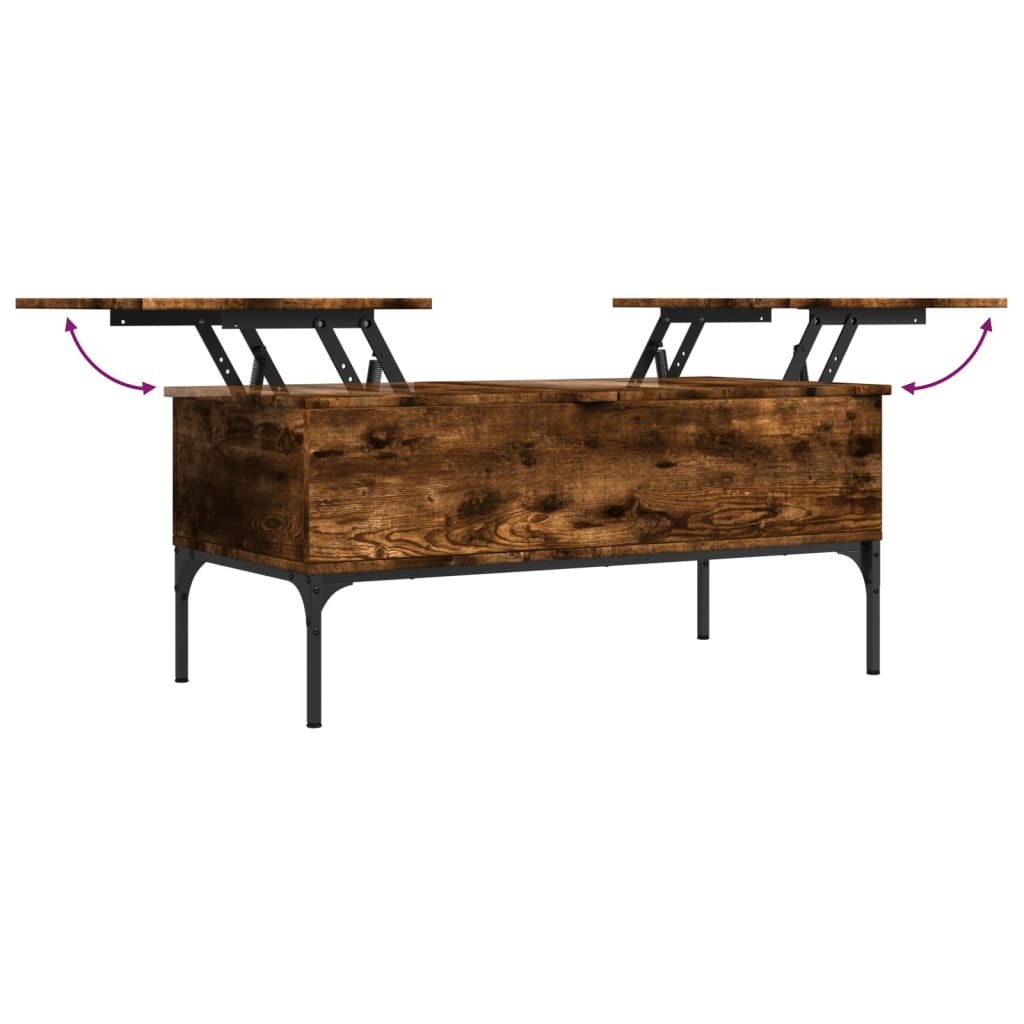 Coffee table smoked oak 100x50x45 cm wood material and metal