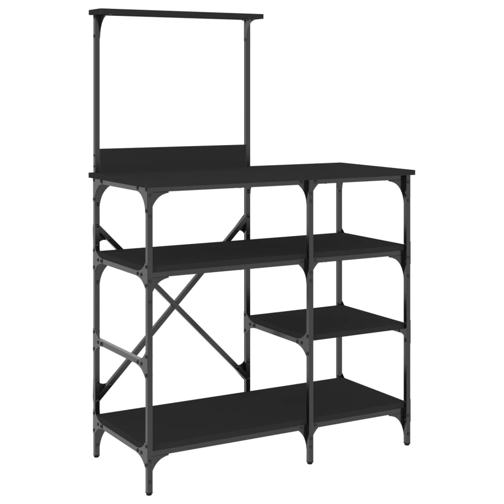 Baker's Shelf Black 90x40x132 cm Wood Material and Metal