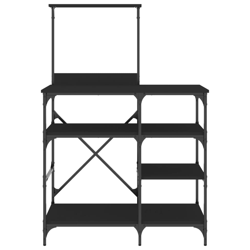 Baker's Shelf Black 90x40x132 cm Wood Material and Metal