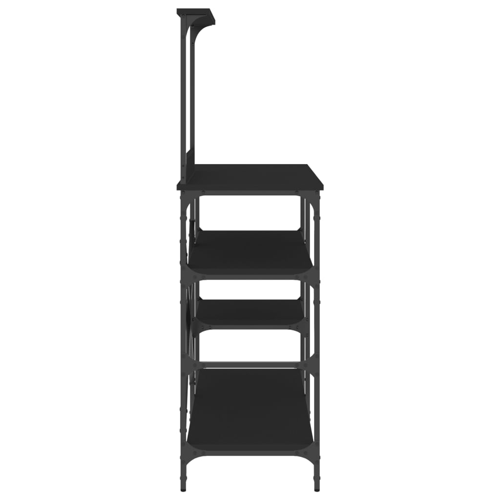 Baker's Shelf Black 90x40x132 cm Wood Material and Metal