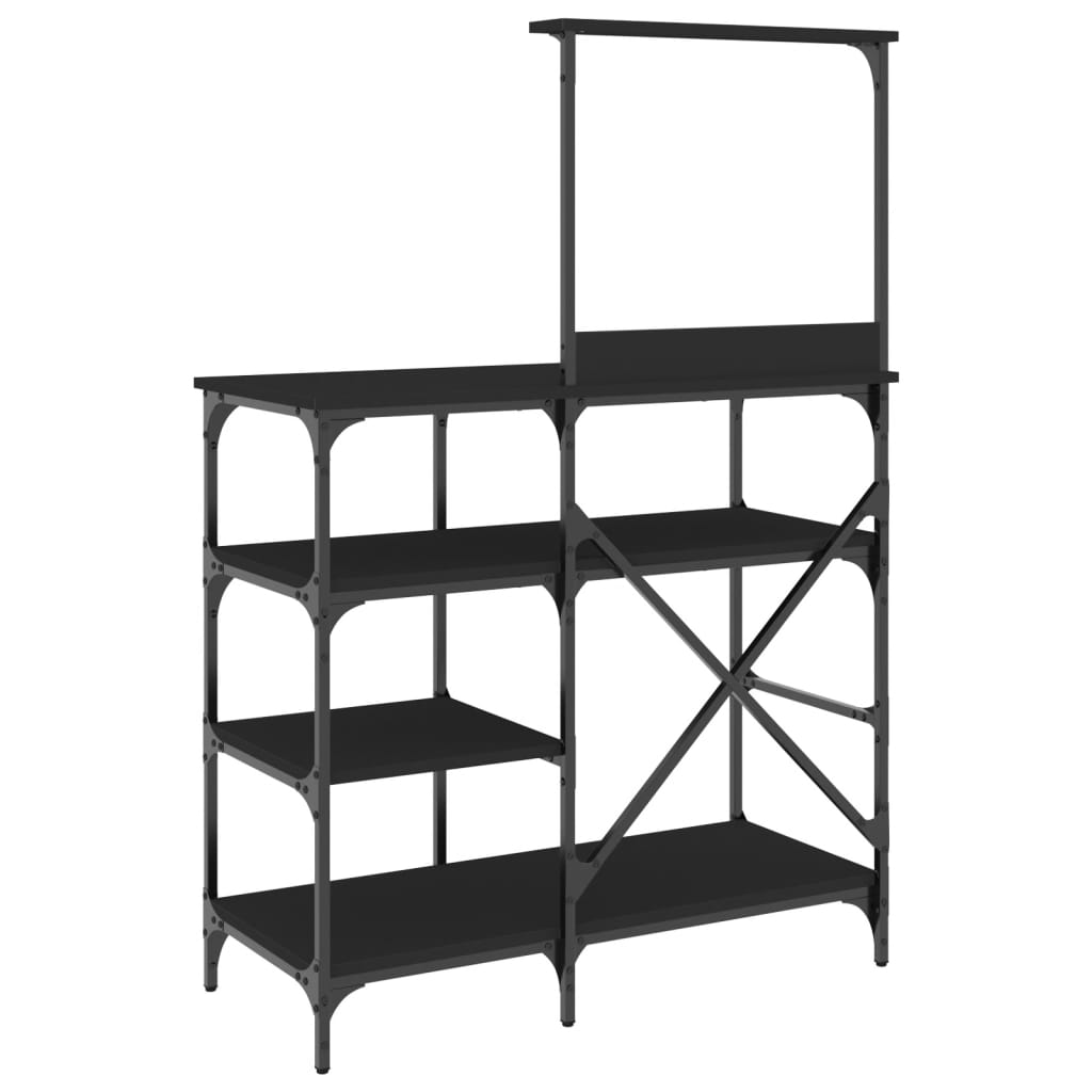 Baker's Shelf Black 90x40x132 cm Wood Material and Metal