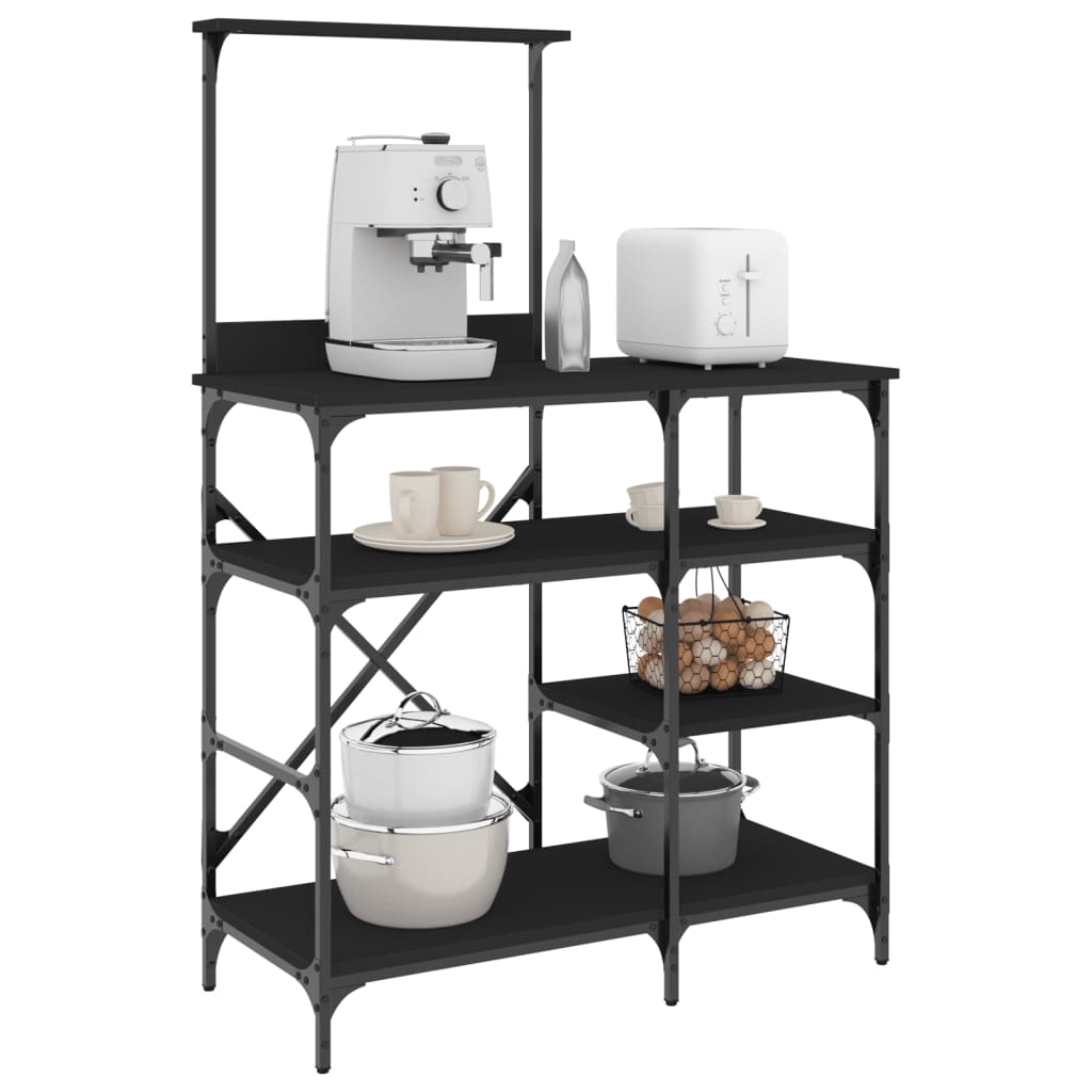 Baker's Shelf Black 90x40x132 cm Wood Material and Metal