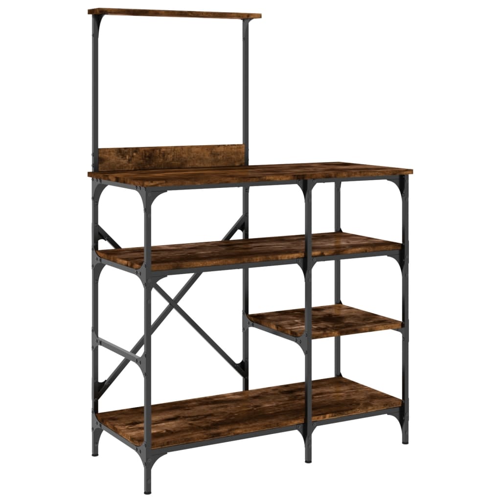 Baker's shelf smoked oak 90x40x132 cm wood material and metal