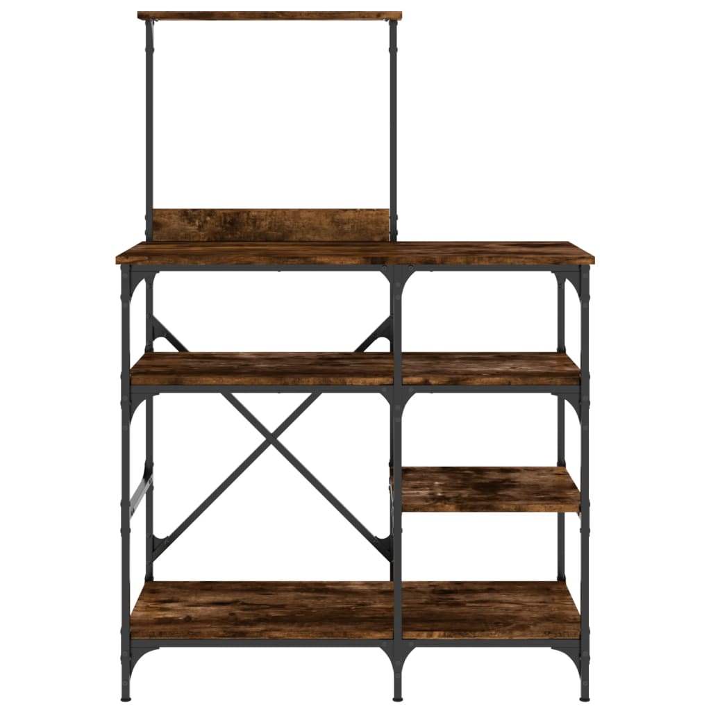 Baker's shelf smoked oak 90x40x132 cm wood material and metal