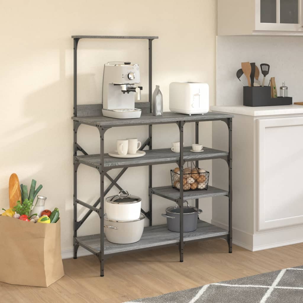 Baker's Shelf Grey Sonoma 90x40x132 cm Wood Material and Metal
