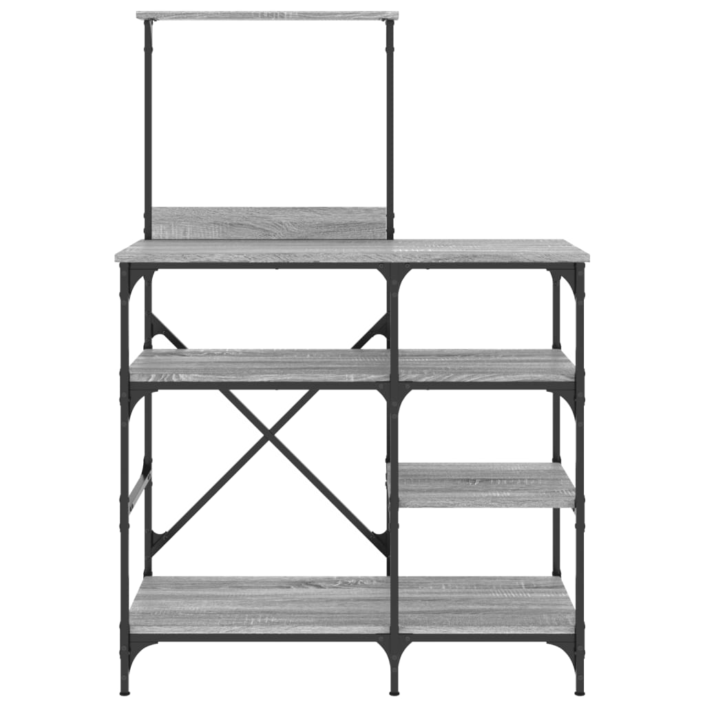 Baker's Shelf Grey Sonoma 90x40x132 cm Wood Material and Metal