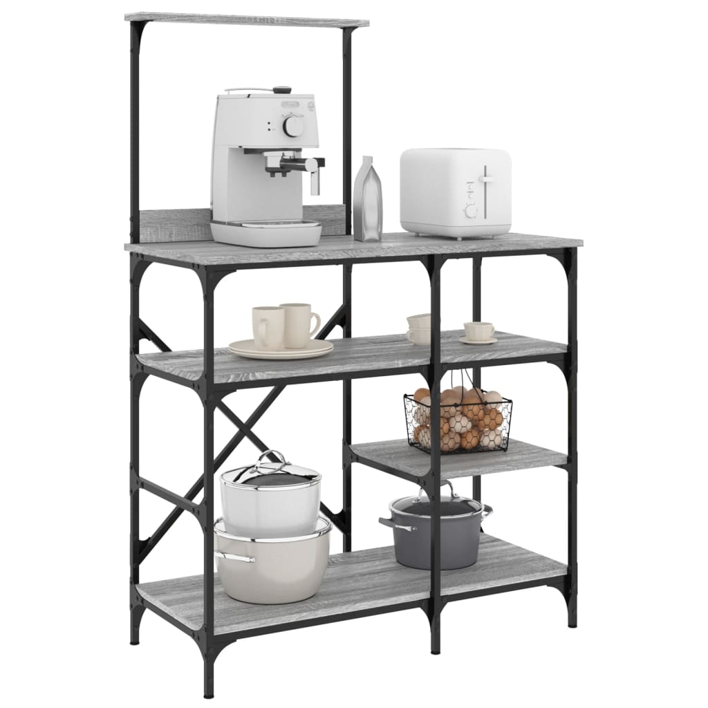 Baker's Shelf Grey Sonoma 90x40x132 cm Wood Material and Metal