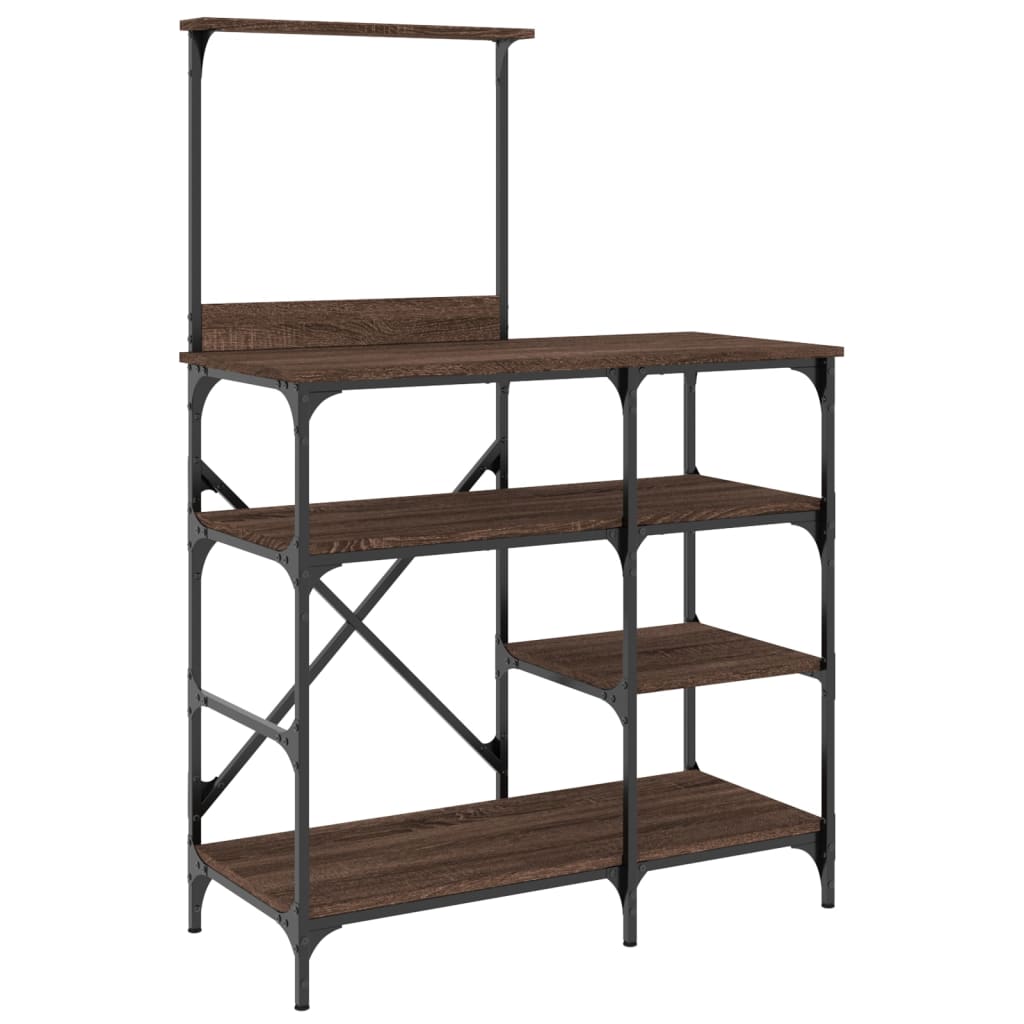 Baker's shelf brown oak look 90x40x132cm wood material metal