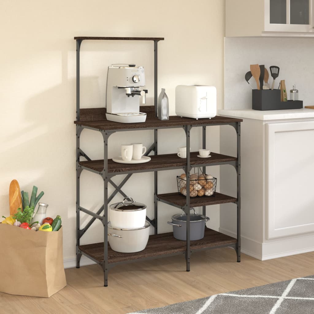 Baker's shelf brown oak look 90x40x132cm wood material metal
