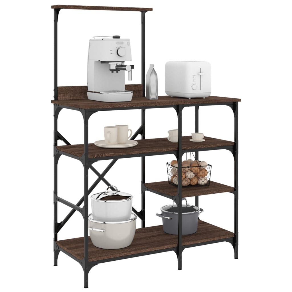 Baker's shelf brown oak look 90x40x132cm wood material metal