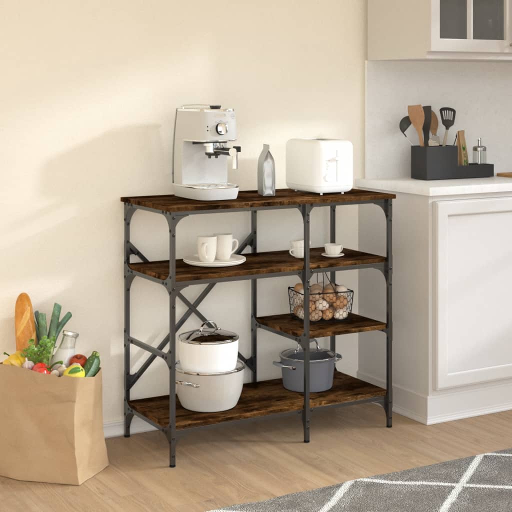 Baker's shelf smoked oak 90x40x84 cm wood material and metal