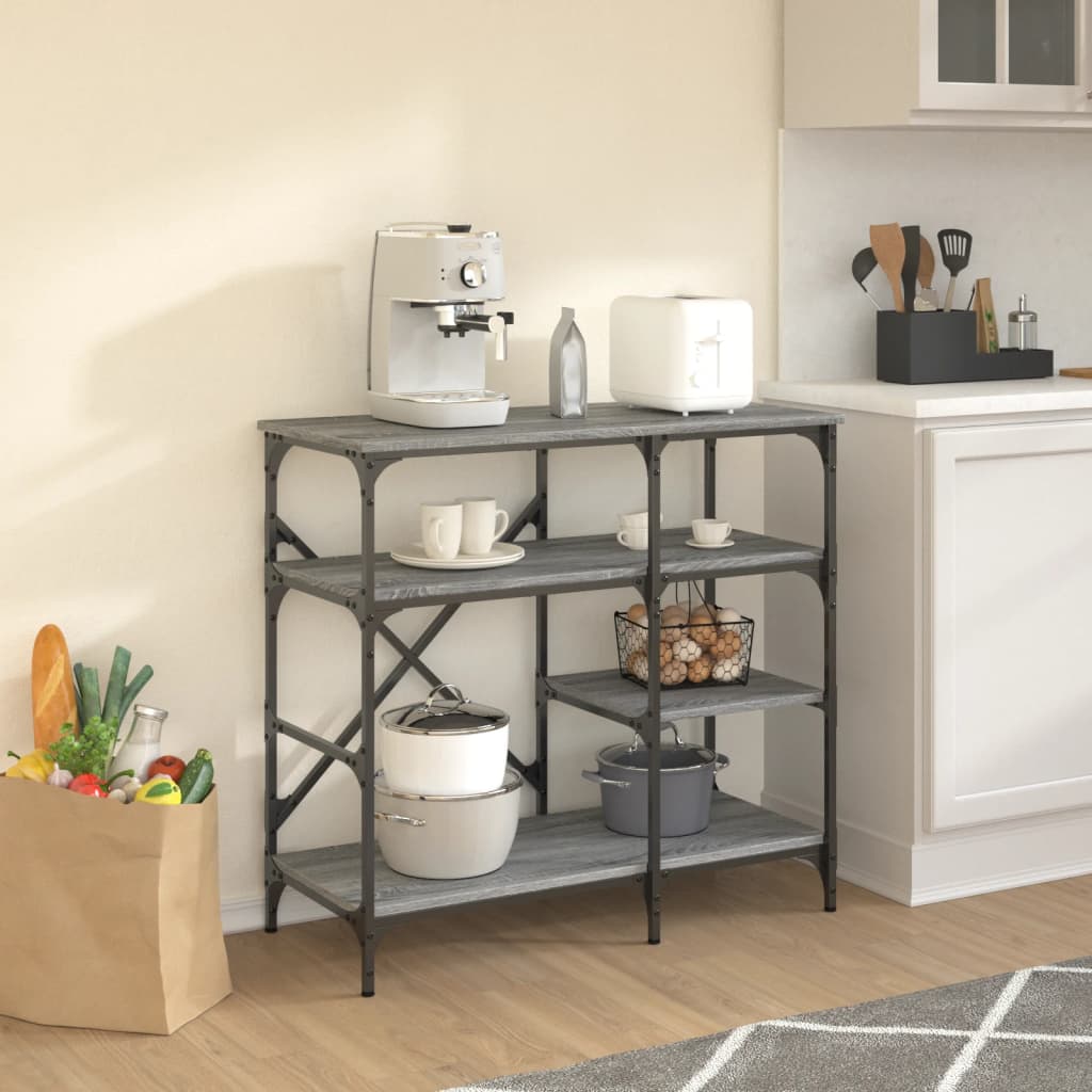 Baker's shelf Grey Sonoma 90x40x84 cm wood material and metal